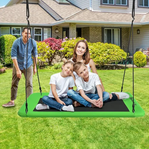 Vista 8 de Goplus Columpio de árbol de plataforma gigante de 60 pulgadas para niños y adultos, columpio rectangular ajustable para interiores y exteriores