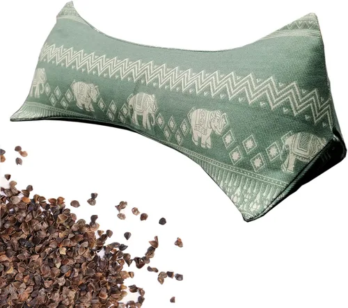 Vista 11 de Almohadas de trigo sarraceno para dormir, almohada de trigo sarraceno, almohada cervical lumbar, almohada redonda terapéutica para durmientes, dolor