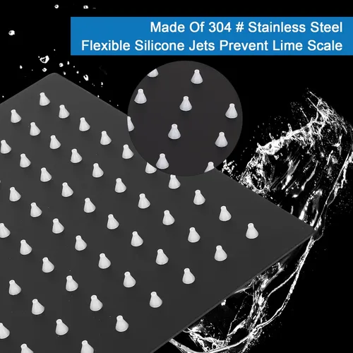 Vista 3 de HarJue Cabezal de ducha con brazo de extensión, cabezal de ducha cuadrado de alta presión con brazo de ducha, cabezal de ducha de acero inoxidable