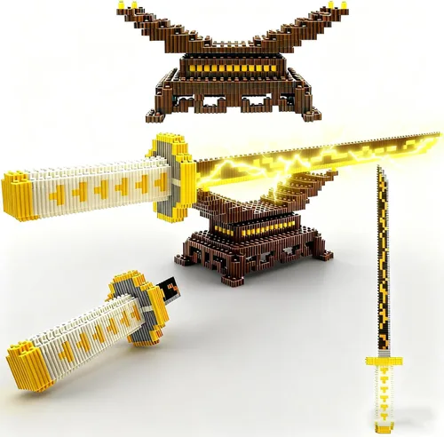 Vista 9 de Beego Kill Demon Sword - Juego de construcción de espada negra Tanjirou de 19 pulgadas con soporte para espada