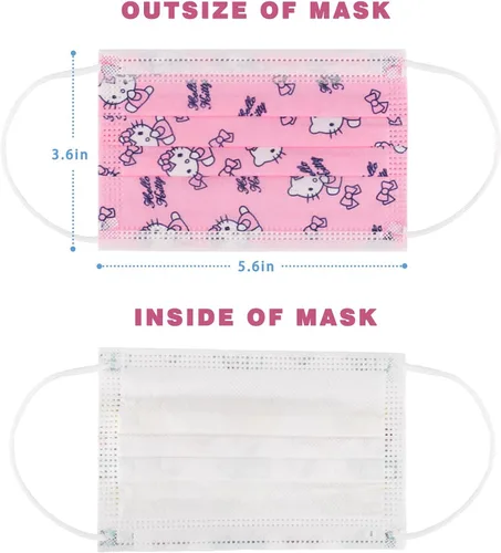 Vista 2 de 50PCS Kids Face Mask Safty Breathable Fabric for Girls and Boys