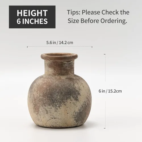 Vista 166 de SIDUCAL Florero decorativo de cerámica Florero rústico de 7.48 pulgadas para decoración del hogar, mesa, sala de estar, baño, escritorio de café