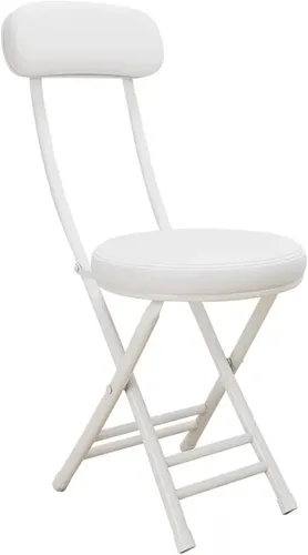 Vista 17 de Taburete plegable acolchado de poliuretano con respaldo, taburete de desayuno plegable redondo compacto para adultos, capacidad de 220 libras Negro