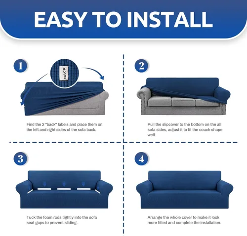 Vista 6 de KEKUOU - Funda elástica para sofá biplaza, fundas para sofá de 2 cojines (de 55 a 79 pulgadas), protector de muebles con parte inferior elástica