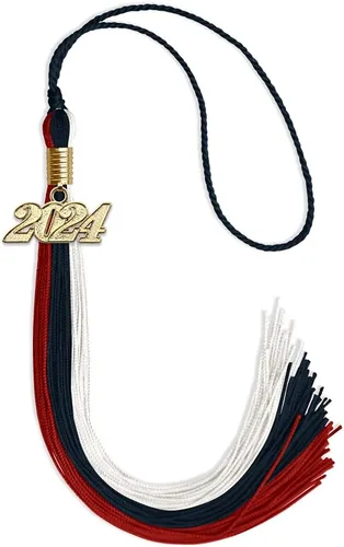 Vista 52 de Endea - Borla de graduación de triple color con gota de fecha dorada (negro/dorado/granate, 2020)