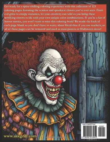 Vista 2 de SCARY CLOWN Coloring Book Over 120 Pages of Scary, Creepy, and Evil Clowns to