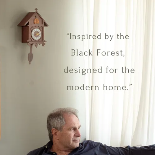 Vista 9 de Reloj de Cuco - Relojes de Cuco Modernos Marrones para Pared - Melodías Naturales - Control de Volumen - Modo Nocturno - Perfecto para Adultos