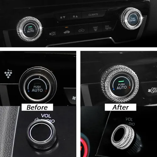 Vista 5 de Bling Bling - Botón de control central de aire acondicionado de CA, botón de navegación para volumen compatible con Honda CR-V CRV 2017 2018 2019