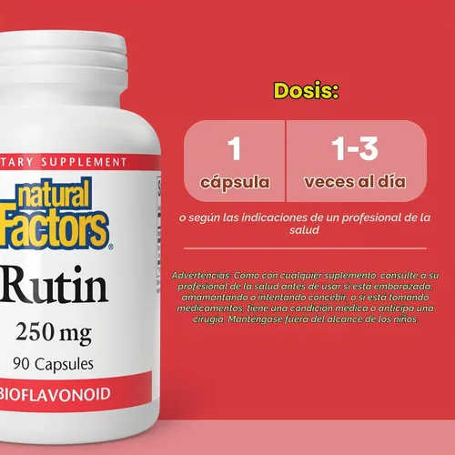 Vista 3 de Natural Factors Rutina 250 mg con Vitamina C 100 mg, 90 Cápsulas