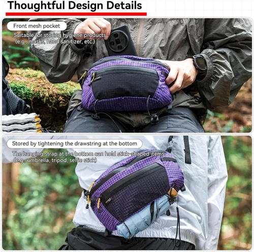 Vista 6 de HIKEMAN - Riñonera para mochila y bolsillo ligero para teléfono Negro