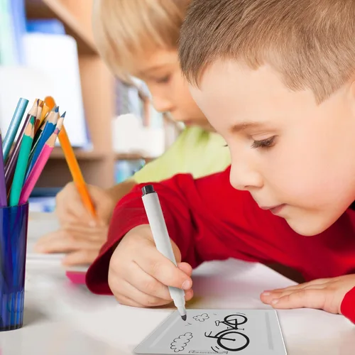 Vista 6 de Azulejos de lona pizarra blanca con 8 azulejos magnéticos de construcción y 5 rotuladores, bloques de construcción de expansión, kits de aprendizaje