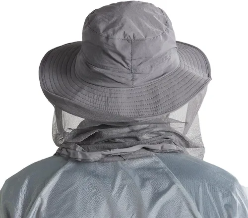Vista 3 de Sombrero de pesca Sombrero de protección solar Red de cabeza de mosquito para exteriores Sombrero de cubo con malla de red oculta