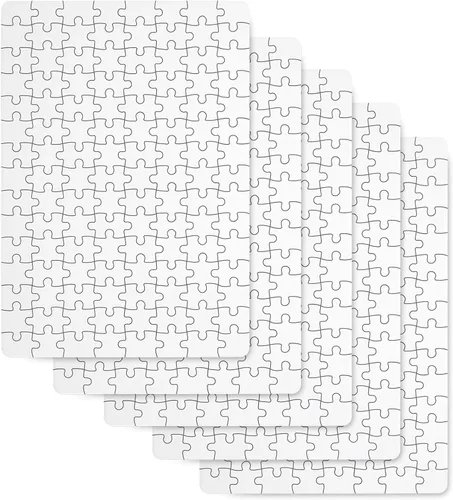 Vista 8 de Skylety 6 juegos de rompecabezas blancos de sublimación, rompecabezas en blanco, rompecabezas de bricolaje para transferencia de sublimación