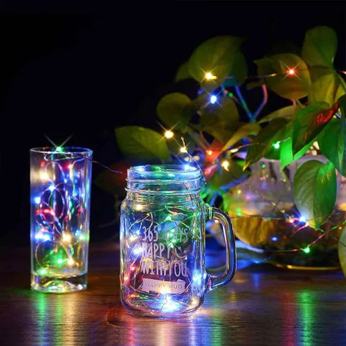 Vista 2 de Guirnalda de luces solares, 100 luces LED de alambre de cobre, luces solares de 33 pies, 8 modos, impermeables, para exteriores, para fiestas