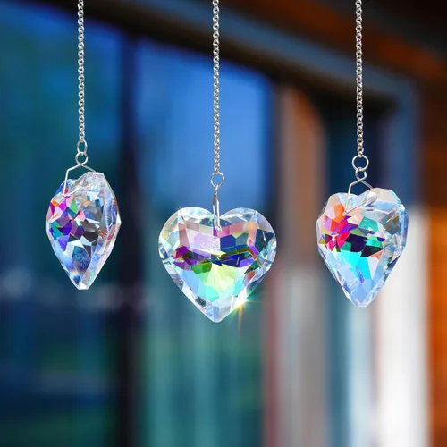 Vista 5 de H&D HYALINE & DORA 50mm Geometría Cristal Corazón Atrapasueños Prismas Colgantes con Prisma de Vidrio Fabricante de Arcoíris para Ventanas, Balcón