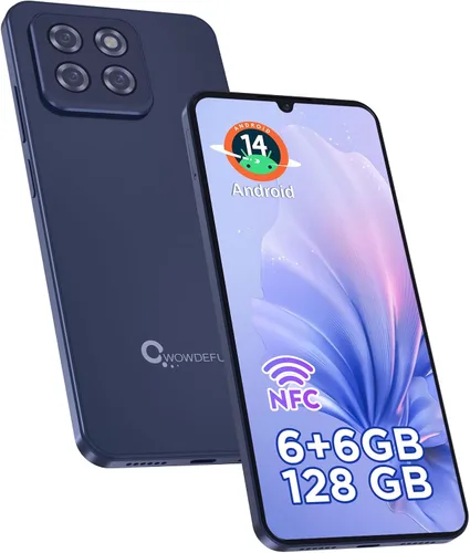 CWOWDEFU Teléfono celular Android desbloqueado, teléfono inteligente de 6.8 pulgadas, 12 (6+6) GB de RAM con 128 GB de ROM, Dual SIM 4G, Octa-Core,