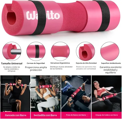 Vista 3 de WALITO 8Pcs Barbell Pad Set for Hip Thrust - Squat Pad,Gym Accessories for Women with Bar Bad,Bench Press, with Gym Ankle Straps,Resistance Bands