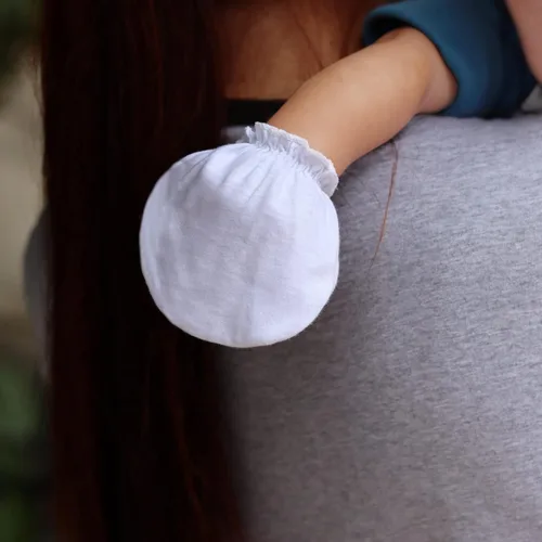 Vista 2 de RATIVE Guantes de algodón para bebé recién nacido sin arañazos para niños de 0 a 6 meses