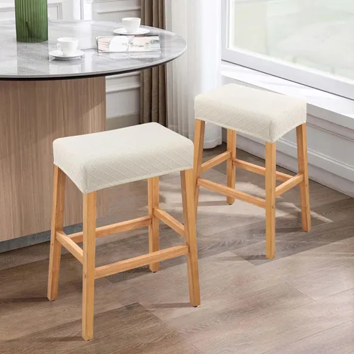 Vista 6 de YISUN Fundas de taburete rectangulares, paquete de 2 fundas elásticas impermeables para asiento de silla de montar, taburetes de bar, sillas de bar