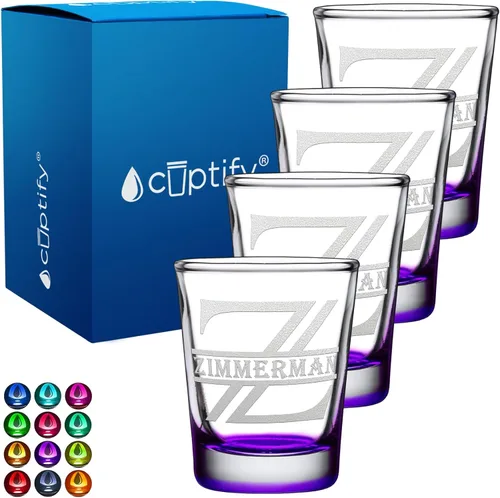 Vista 11 de Inicial y nombre de cristal de chupito personalizado, 2 onzas, parte inferior negra grabada con texto personalizado para regalos, bodas, cumpleaños