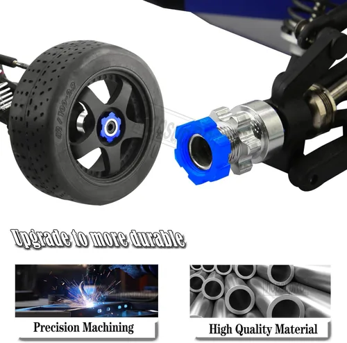 Vista 5 de Upgrades Part para 1/10 Slash Rustler Stampede Bandit 4WD 2wd, adaptadores de cubo hexagonal de aluminio de 0.472 in a 0.669 in con desplazamiento