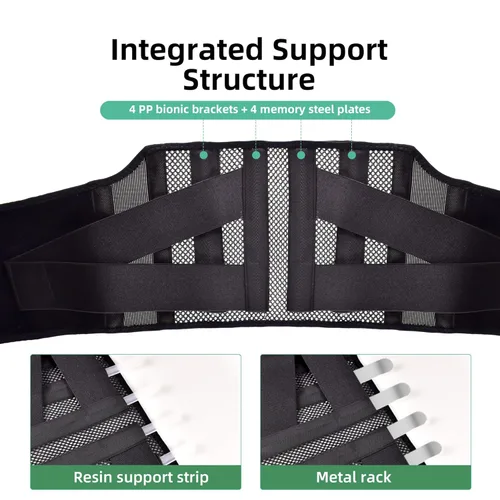 Vista 3 de Cinturón de soporte de espalda ultra fino y transpirable, cinturón ajustable para aliviar el dolor de espalda baja, ciática y soporte de postura