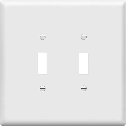 Vista 23 de ENERLITES Placa de Interruptor de Pared Doble, Placa de Interruptor de Palanca, 2-Gang Tamaño Mediano 4.88" x 4.92", Policarbonato Termoplástico