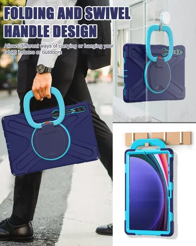 Vista 4 de BRAECN Funda para Samsung Galaxy Tab S10+/ S9 FE+/ S9+/ S8+/ S7 FE/S7+ Plus de 12,4" funda de silicona resistente con soporte para bolígrafo S, Azul