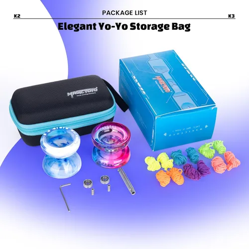 Vista 7 de MAGICYOYO K2 + K3 Ideal Yoyo Gift Set - 2 Packs Responsive & Unresponsive Yoyos for Kids Beginners and Adults, Dual Yo-yos with 12 Strings, Gift