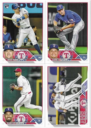 Vista 3 de 2023 Topps Serie 1 y 2, conjunto del equipo Texas Rangers, 20 tarjetas, campeones de la ALCS, Serie Mundial