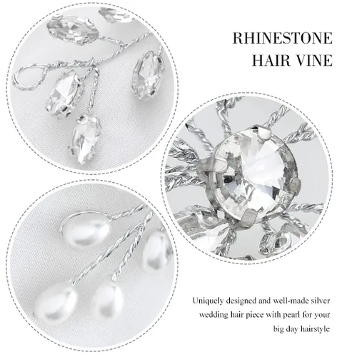 Vista 6 de Asooll Accesorio para el cabello de boda con diamantes de imitación para mujer