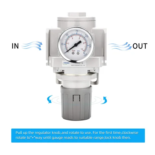 Vista 4 de NANPU Regulador de aire NPT de 1" para sistema de aire comprimido, calibre de acero protegido de 150 psi