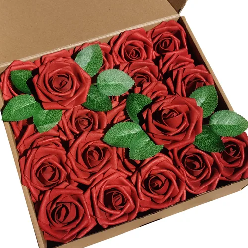 Vista 13 de 25 piezas Flores Artificiales, Rosas de Espuma Artificiales de Tacto Real Decoración Bricolaje para Boda Dama de Honor Ramo Nupcial Centros de Mesa