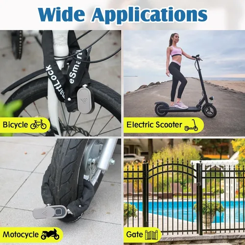 Vista 8 de Eseesmart Cerradura de cadena de bicicleta con huellas dactilares con llaves, cerradura de cadena de bicicleta antirrobo resistente, 3.28 pies