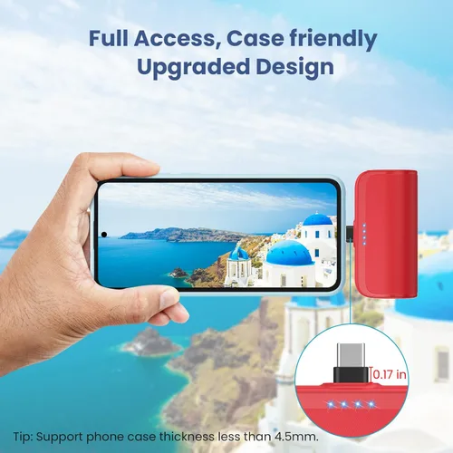 Vista 7 de LanLuk Mini cargador portátil de 5200 mAh, cargador de teléfono USB C ultracompacto, cargador de teléfono USB C, enchufe de carga rápida PD