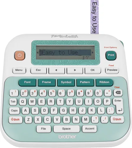 Impresora de cintas y etiquetas P-Touch Embellish de Brother PT-D215e, Blanca