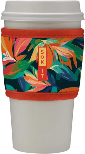 Vista 190 de Sok It HotSok Coffee & Tea - Funda de neopreno con aislamiento reutilizable (floral abstracto)