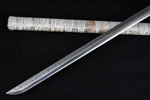 Vista 4 de Espada Iaido japonesa blanca prémium