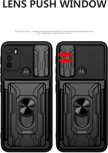 Vista 6 de CCSmall Funda para Motorola Moto G60 con tarjetero, protección resistente con anillo magnético, función atril, cubierta de cámara deslizante