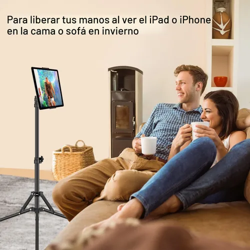 Vista 2 de SAMHOUSING Soporte de trípode para iPad, con soporte para iPad de 65 pulgadas de altura ajustable y soporte de piso para iPad con soporte de trípode