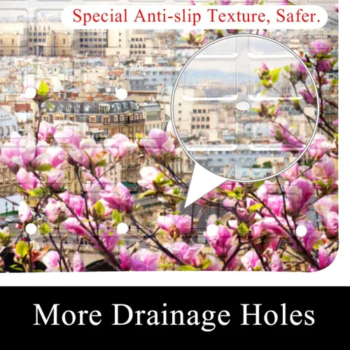 Vista 2 de Tapete antideslizante para bañera, Torre Eiffel de París, tapete de baño cómodo y suave con textura