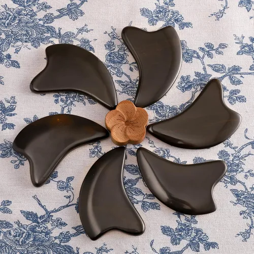 Vista 4 de Bian Stone Gua Sha Herramientas Faciales Raspar Masaje Cara Guasha Junta Raspar Placa