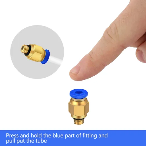 Vista 2 de Zeelo PC4-M6 - Conexión neumática de empuje para conectar + PC4-M10 recto de montaje rápido para impresora 3D Bowden Extrusora