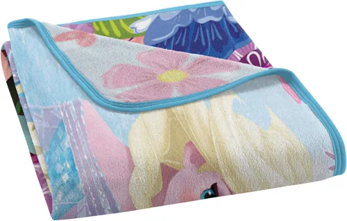 Vista 4 de Disney Frozen, manta de micro raschel "Floral Fjord", 46 x 60 pulgadas, multicolor, 1 unidad