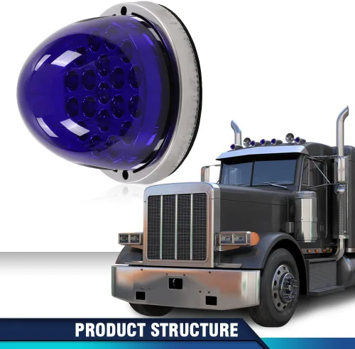 Vista 8 de PIT66 Lente transparente Luz LED azul Sandía (19 LED) Marcador de luz intermitente universal