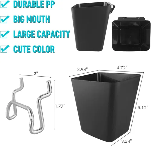 Vista 3 de G.CORE Grandes contenedores para tablero de clavijas, paquete de 6 con ganchos, forma de caja cuadrada, accesorios para portaclavijas de tablero