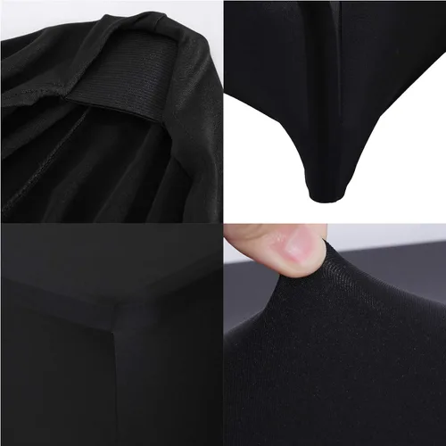 Vista 5 de Paquete de 2 manteles rectangulares de elastano de 4 pies, ajustables, elásticos, para bodas, fiestas, eventos, reuniones, cumpleaños, decoración