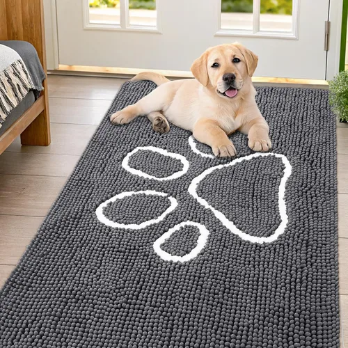 Vista 238 de Smiry Tapete para puerta de perro para patas fangosas, absorbente que atrapa la suciedad, antideslizante, de secado rápido, lavable, tapete