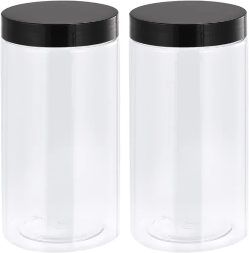 Vista 6 de uxcell Tarros redondos de plástico con tapa superior de rosca negra, 7 onzas/6.8 fl oz, recipientes vacíos transparentes de boca ancha