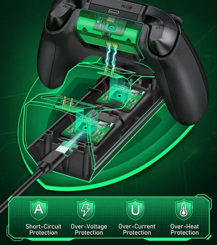 Vista 5 de Estación de carga de controlador con 2 paquetes de baterías recargables de 2 x 2550 mAh para Xbox OneSeries XS base de carga dual para control Xbox